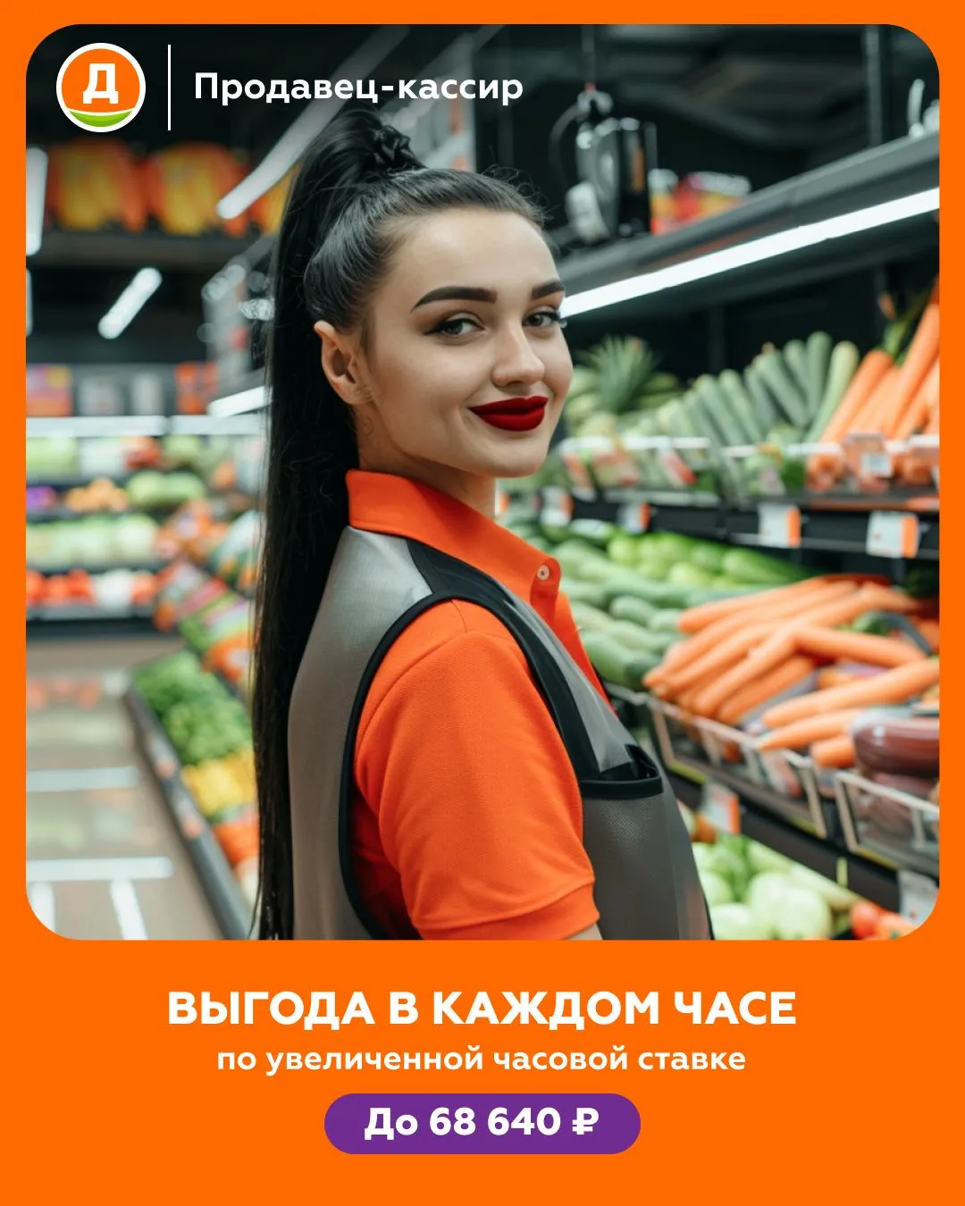 Продавец-кассир «Дикси» на рабочем месте в Марьине